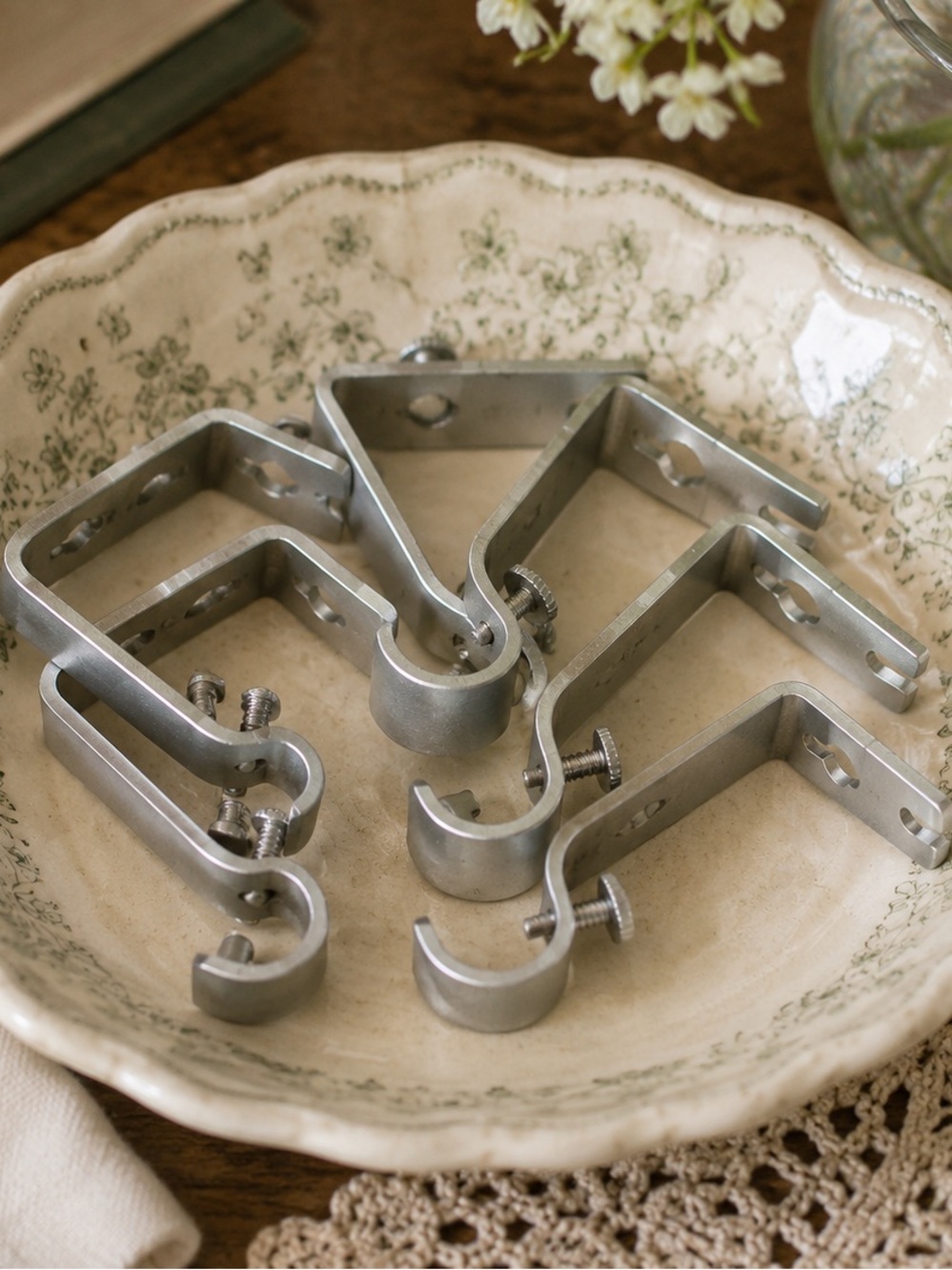 Silver Curtain Brackets Set of 6